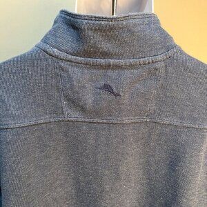 Tommy Bahama Men's solid blue long sleeve 1/2 zip golf Sweater Medium M EUC